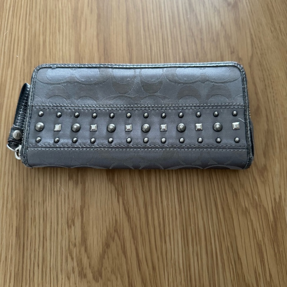 Vintage Coach Grey Studded Wallet